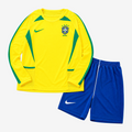 Brazil Retro Home 2002 Kids Long Sleeve Shirt Kit