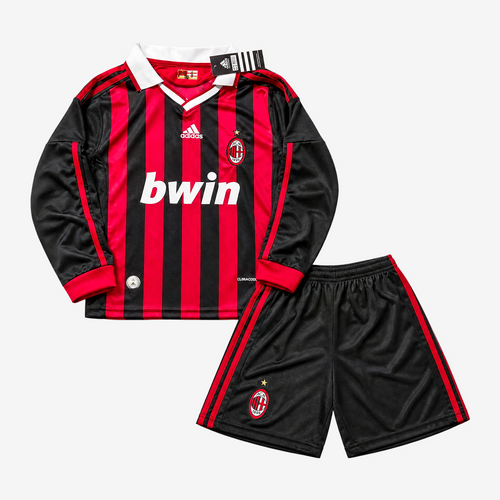 AC Milan Retro Home 09/10 Kids Long Sleeve Shirt Kit