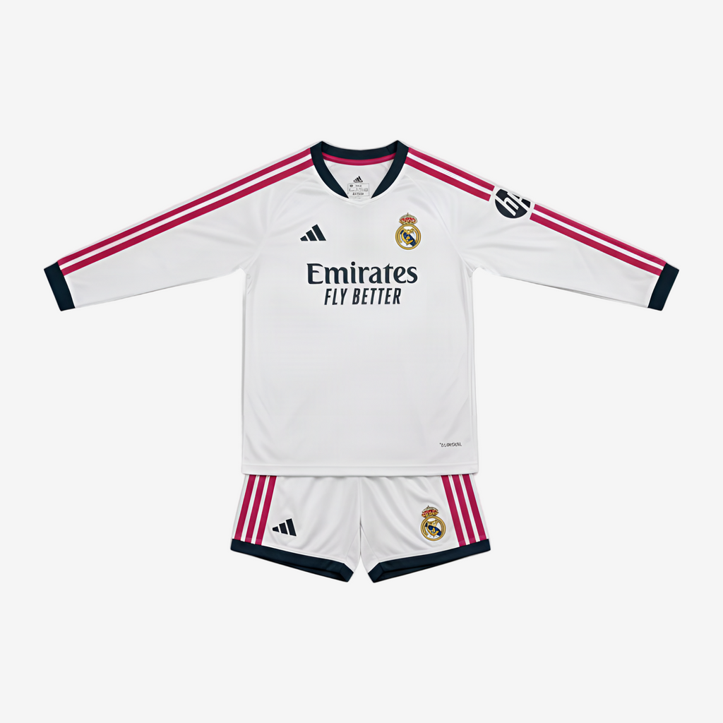Real Madrid Home 26/27 Kids Long Sleeve Shirt Kit