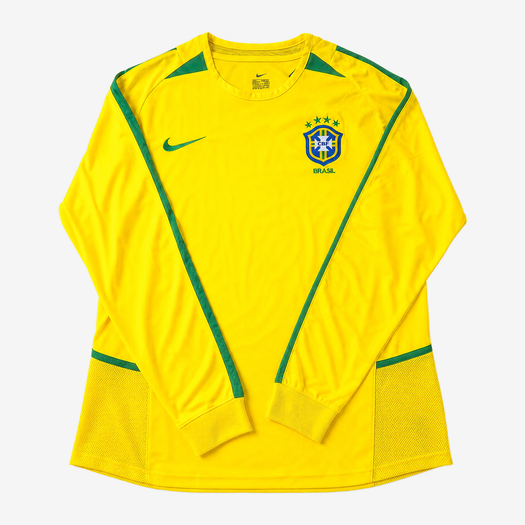 Brazil Retro Home 2002 Men's Long Sleeve Shirt