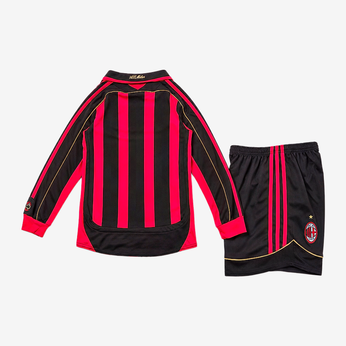 AC Milan Retro Home 06/07 Kids Long Sleeve Shirt Kit