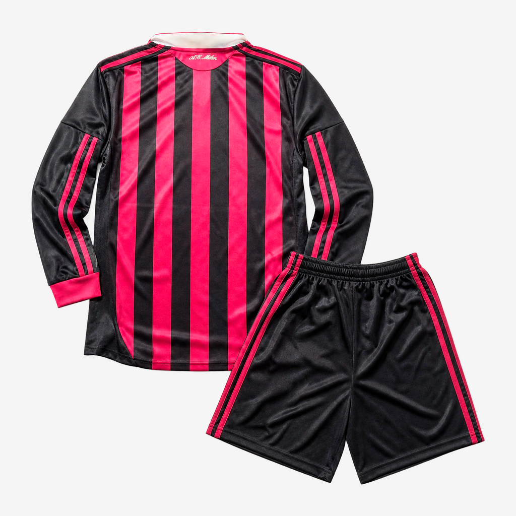 AC Milan Retro Home 09/10 Kids Long Sleeve Shirt Kit